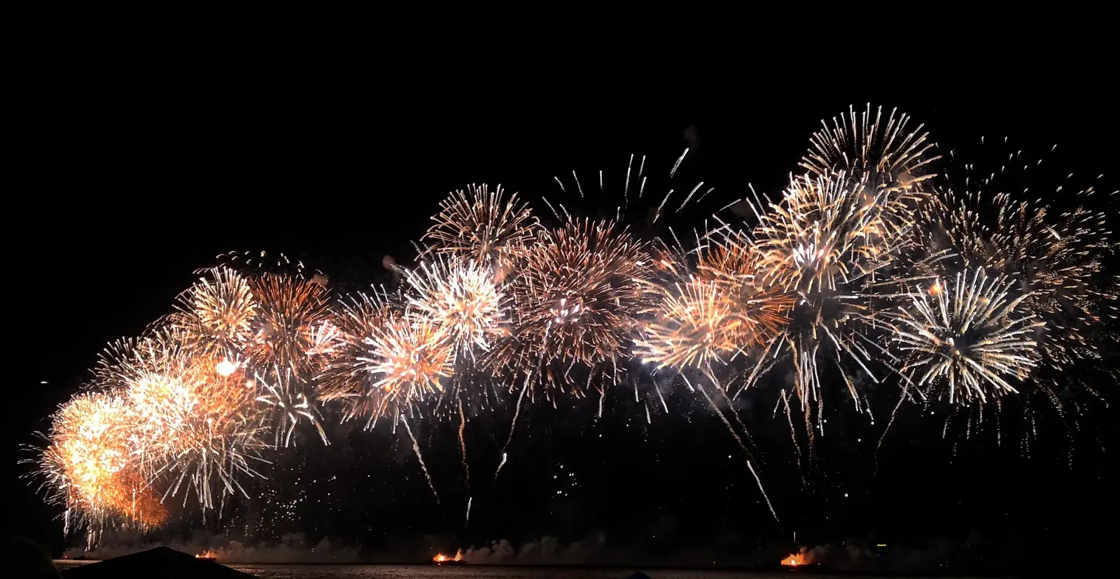 New Year fireworks over Copacabana in Rio, on the night 2024 began.
